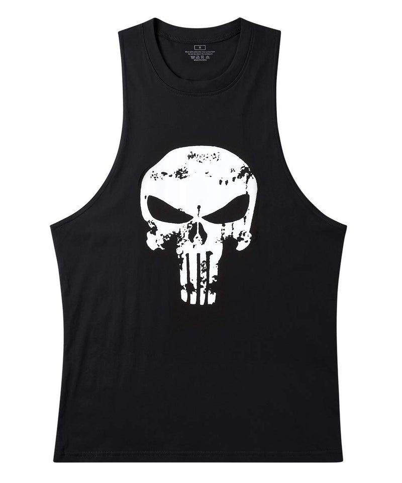 YeeHoo Men's Skull Gym Cotton Tank Tops Muscle Bodybuilding Stringer Vest Sleeveless Weight-Training T-Shirt - Image 2